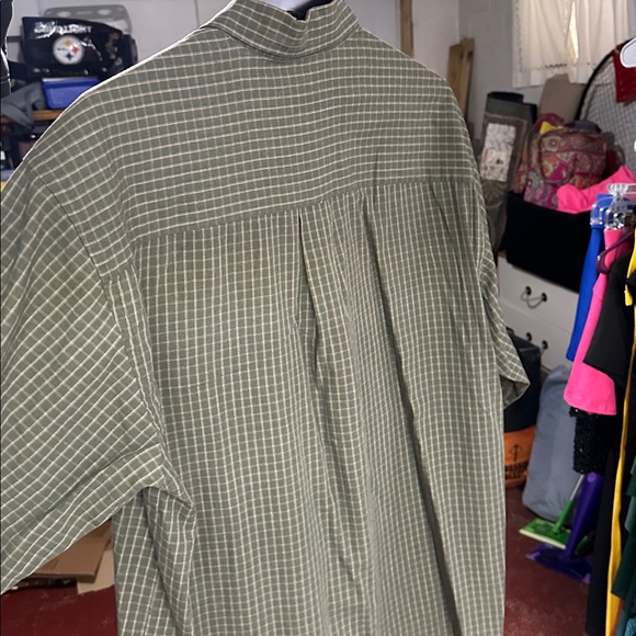 Van Heusen Men's Olive Plaid Button Down Shirt - Picture 4 of 4